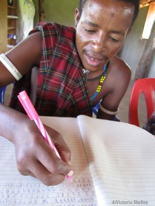 Gwagi practicing his ABCs