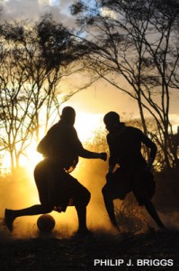 The Lion Guardians playing soccer (football)