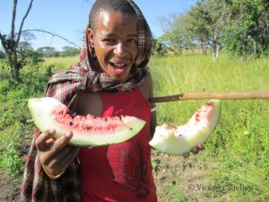 Gwagi enjoying some watermelon
