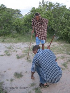 Eric pointing out a kudu track to Gwagi