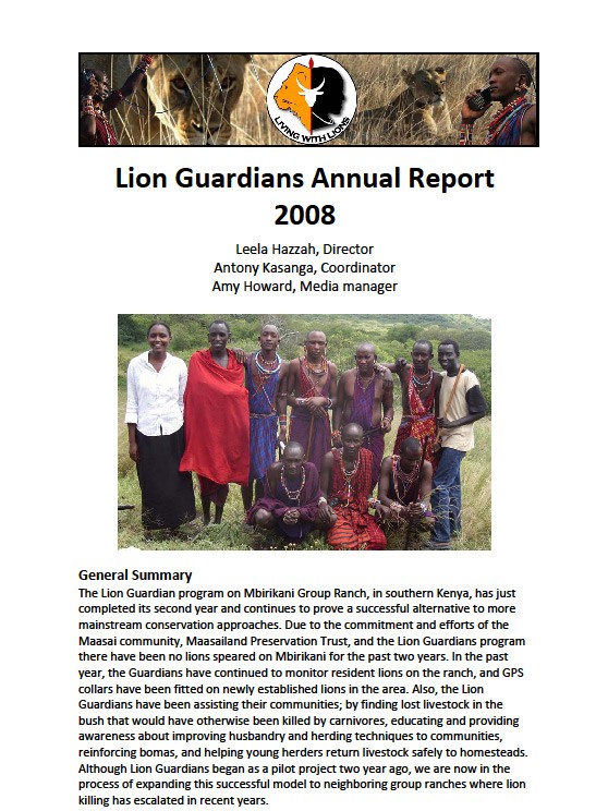 Lion Guardians Annual Report 2008