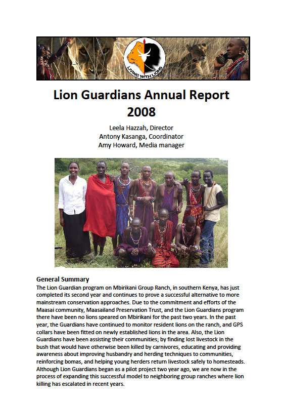 Lion Guardians Annual Report 2008